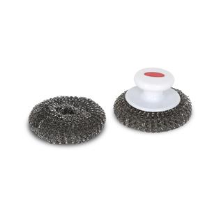 2 Stainless Steel Scrubbers with Handle
