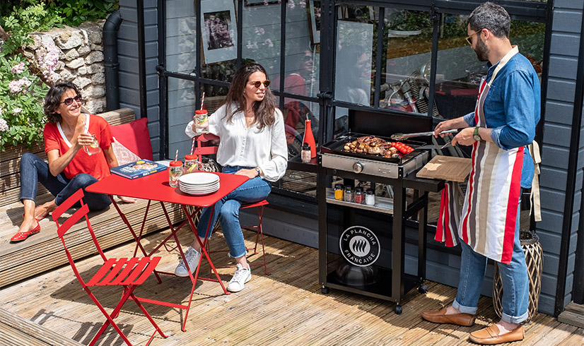 Plancha inox électrique 160 sur chariot avec couvercle - Le Marquier x  Peugeot