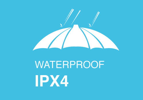 La certification IPX4 vous garantit une utilisation extérieure avec protection totale