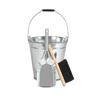 Bucket + Scoop + Broom Set Galvanized Steel