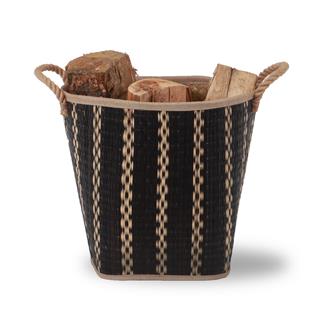 Two-Tone Round Braided Wicker log Basket
