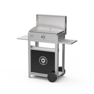 La Plancha Inox Electric Edition: La Plancha Inox Electric 160 Stainless Steel - French Griddle + Stainless Steel Cart + Stainless Steel Lid + Spice Rack and Curtain