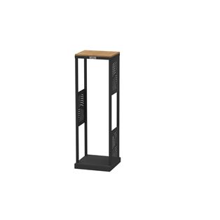 Straight black Essentiel log rack with bamboo shelf
