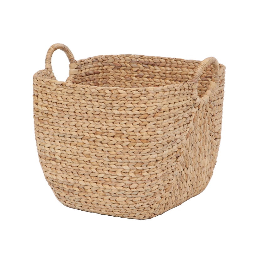 Panier en osier, Panier a buches, Range buche, Rangement bois, 50x34x50cm, Tissé à la Main, Intérieur en jute