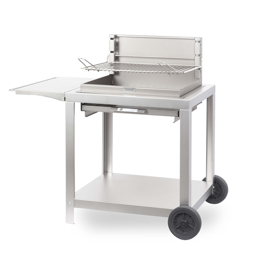 Barbecue MONTORY 61*40 inox + chariot