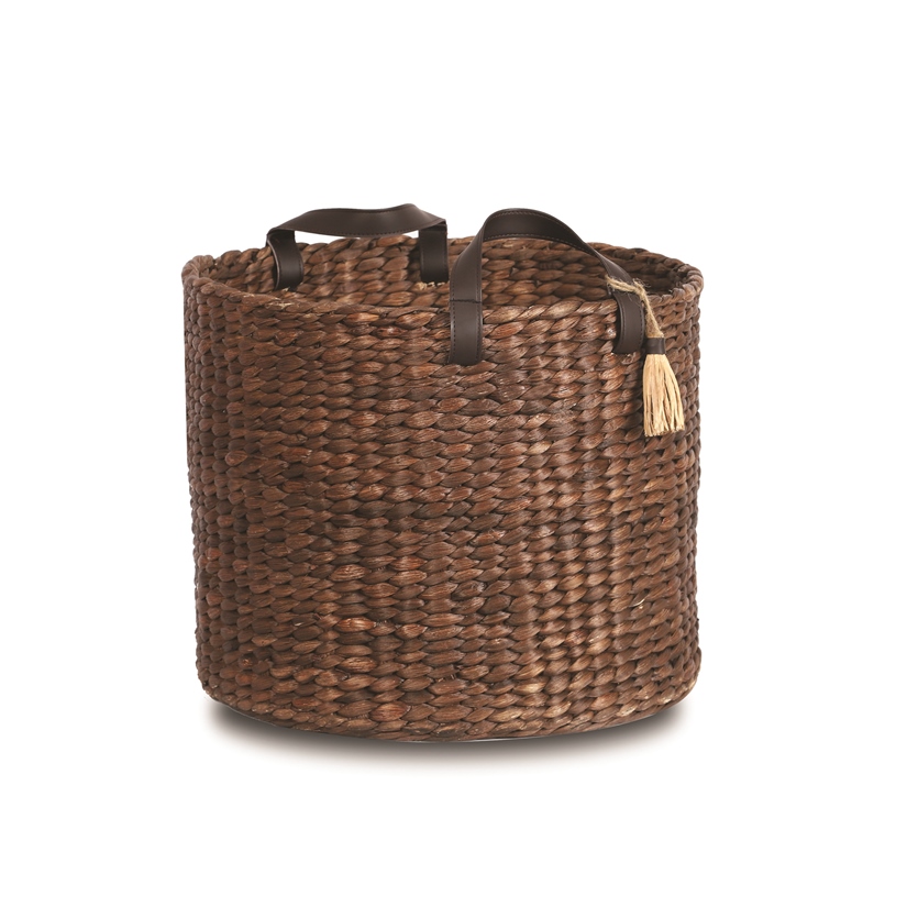 Panier à bûches en feuilles de palmier Le Marquier Damier