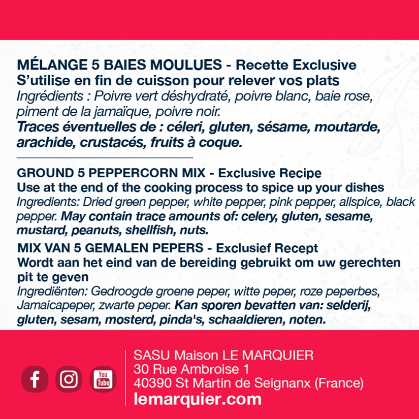 LES ÉPICES TRADITIONNELLES : Mélange 5 Baies Moulues