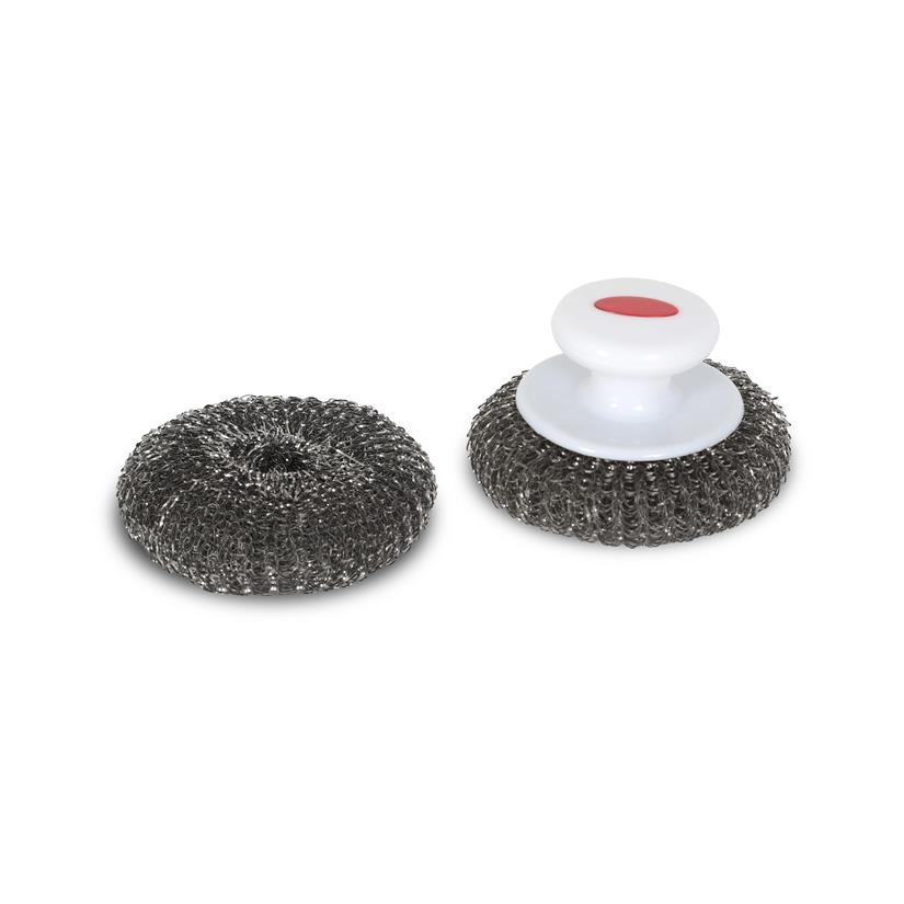 2 Stainless Steel Scrubbers with Handle