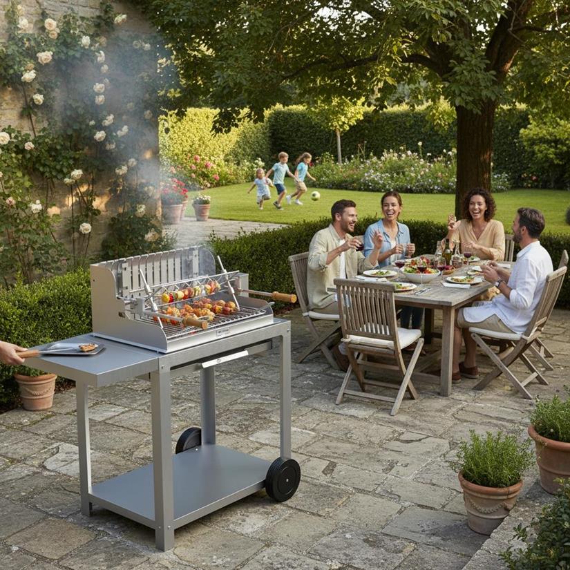 Mendy Charcoal Grill 54 x 32 Stainless Steel on Cart
