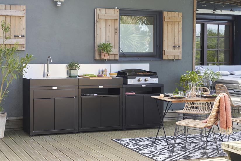 3-ElementSignature Outdoor Kitchen with Backsplashes - Black