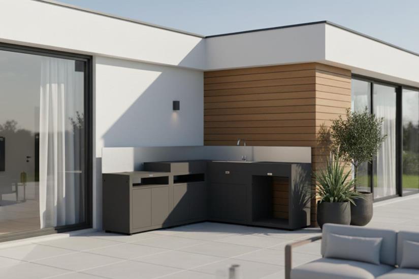 5-Element Signature Outdoor Kitchen with Backsplashes - Black