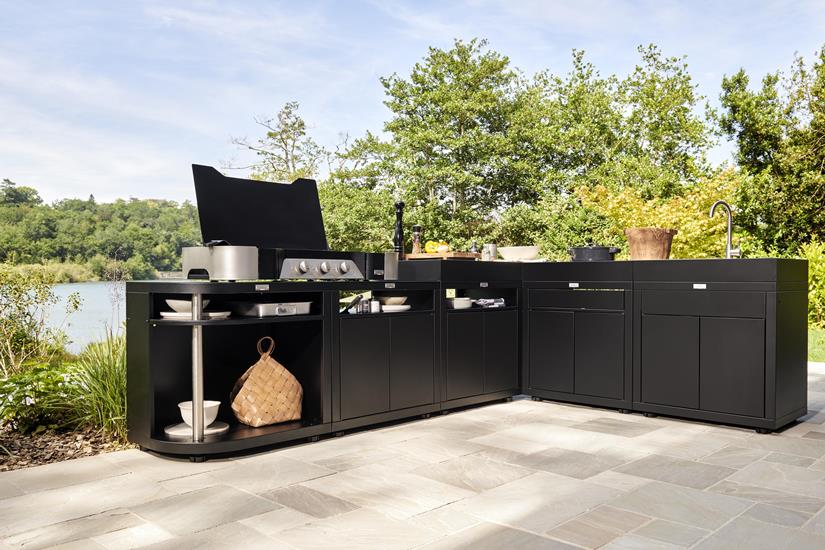 CURVED COOKING CABINET LEFT, 80X55 CM BLACK