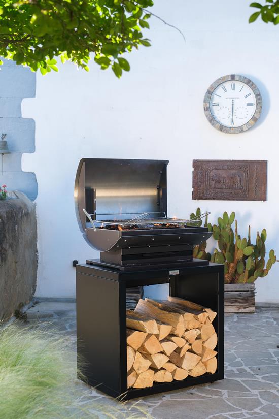 Open Charcoal Grill Cabinet, 80 x 55 cm Black