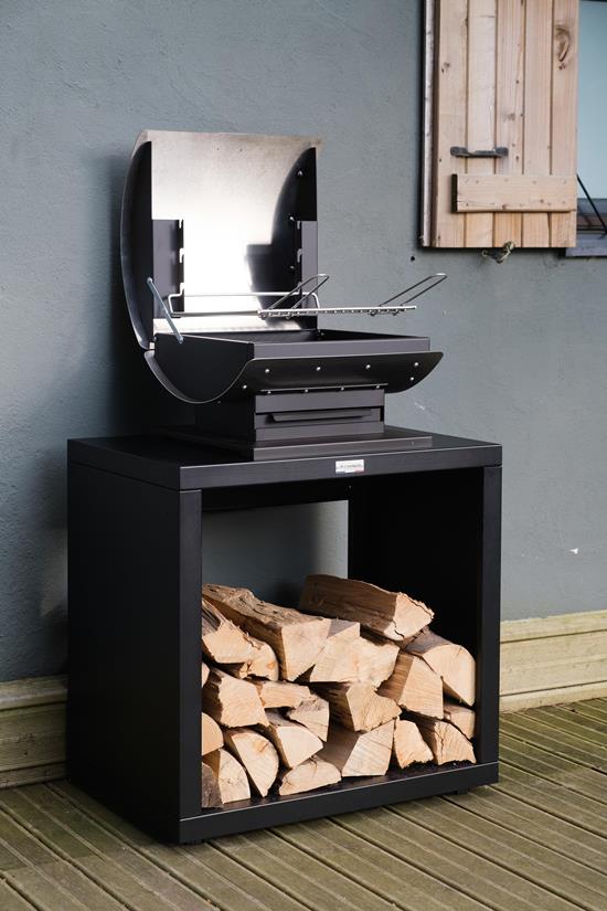 Meuble Barbecue Ouvert, 80 X 55 cm Noir