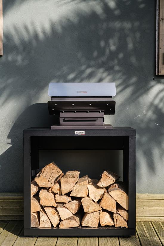 Open Charcoal Grill Cabinet, 80 x 55 cm Black