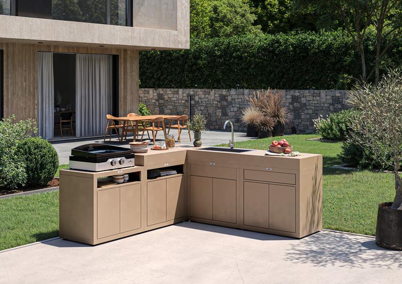 Cabinet With Built-In Sink, 80 x 55 cm Taupe