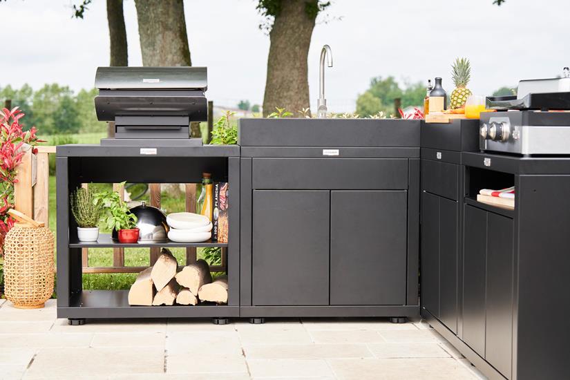 Cabinet With False Drawer, 80 x 55 cm Black