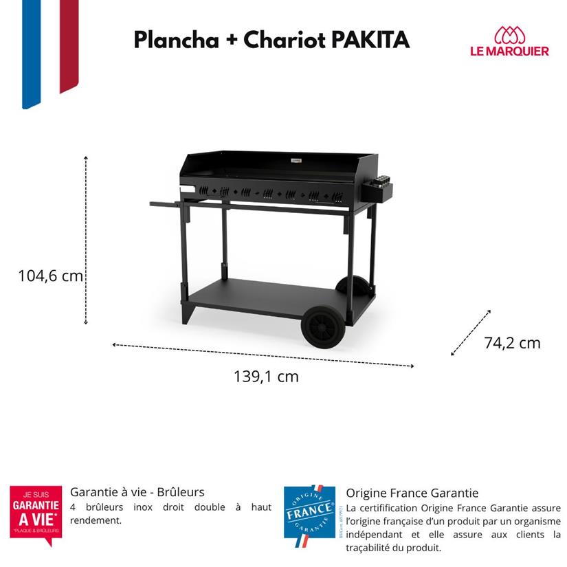 Plancha Pakita 4105 Black with Cart - French Griddle