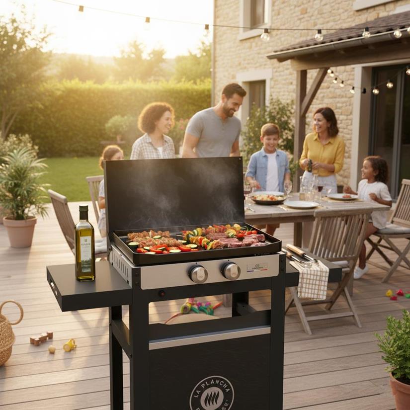 La Plancha Francaise Gas 250 Duo Edition - French Griddle (Cart and Lid Included)