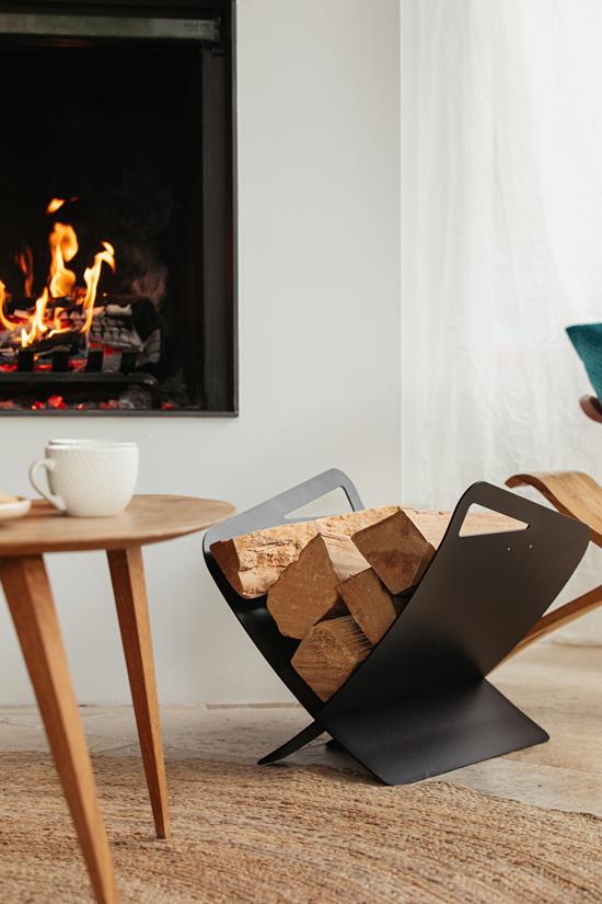 Modern Curved Log Rack Black
