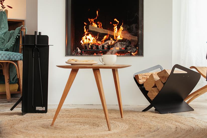Modern Curved Log Rack Black