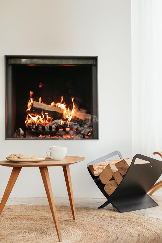 Modern Curved Log Rack Black