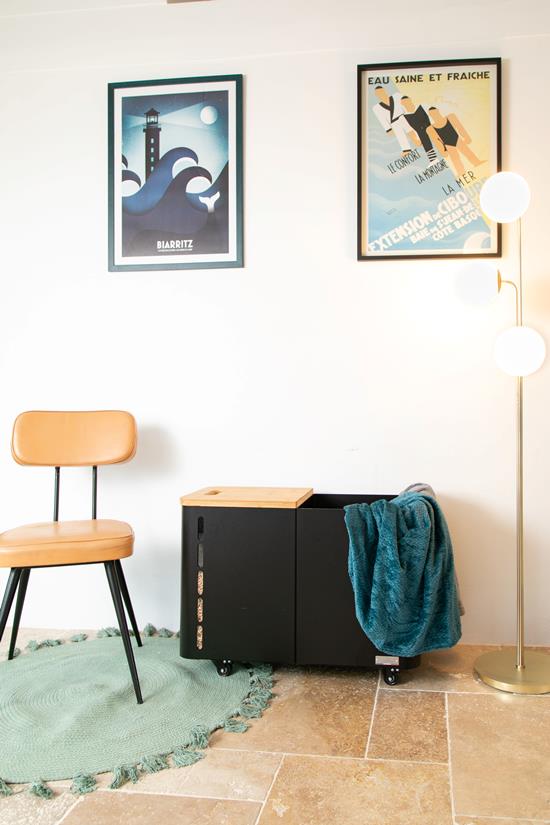 Fjord Double Black Pellet Box with Wheels