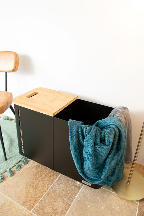 Fjord Double Black Pellet Box with Wheels