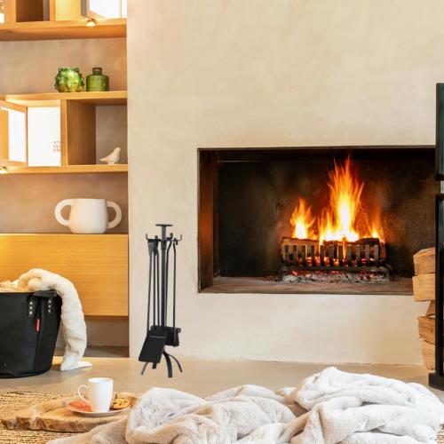 Basic Tripod Fireplace Tool Set, Black