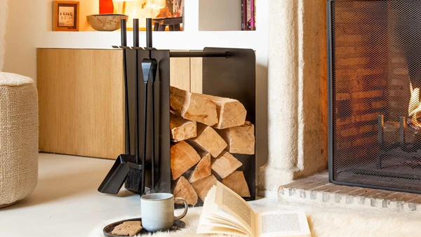 Fireplace log holder set