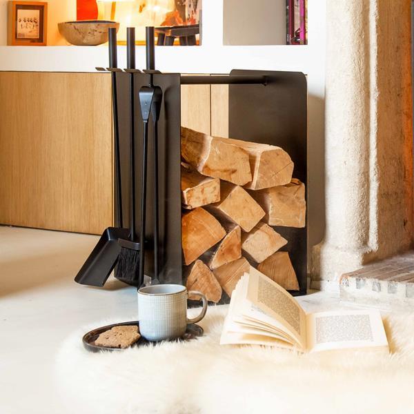 Fireplace log holder set